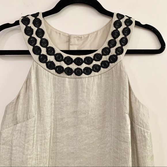 NINE WEST Pale Gold Shift Dress with Black Detail - Picture 2 of 7